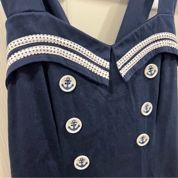 Dancing Days Banned Apparel Retro Nautical Sailor Pencil Dress Navy Blue XS - Picture 6 of 12